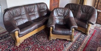 Rustikální dubová sedací souprava se stolkem, 4973 - 6