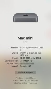 Mac Mini 2018 | i5 3.0GHz (6jader) | 16GB RAM | 500GB SSD | - 6
