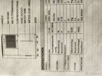 Odvlhčovač vzduchu DML-C10A1 – nový, kompletní, 12–16 L/den - 6