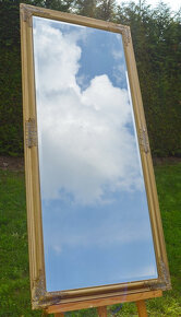 Barokní zrcadlo zlaté dřevěné s fazetou 162x72cm - 6