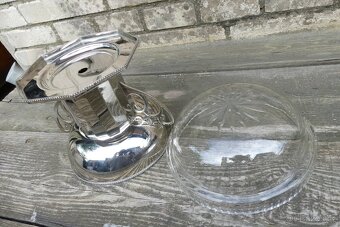 Art Deco nástolec se skleněnou broušenou mísou - 6