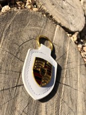 Bílá kožená klíčenka Porsche přívěšek na klíče - NOVÁ - 6