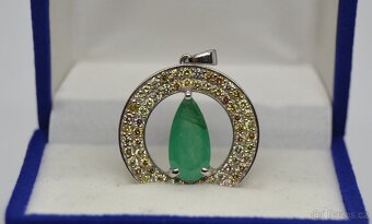 Zlatý přívěsek s brilianty a smaragdem - 6