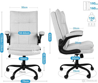 Židle k psacímu stolu do 150kg, kancelářské křeslo, šedá - 6