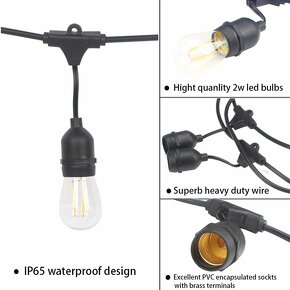 Světelný řetěz ŽÁROVKY 15m / 15 LED žárovek / 220V - 6