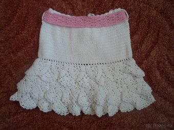 Bílá krajková háčkovaná sukně sukýnka - 104 - 6