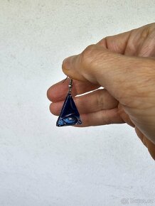 Modré, skleněné náušnice, handmade - 6