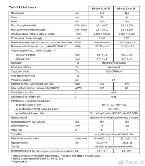 Prodám motorovou benzínovou pilu Dolmar PS 420C - 6