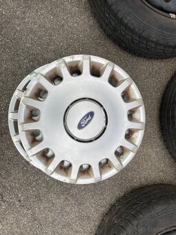 Plech. disky R15 Ford Focus 1, letní pneu, originál poklice - 6