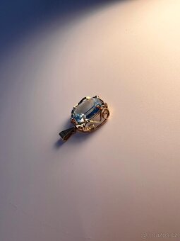 💎Krásný zlatý přívěsek s akvamarínem 585 – 4,44 g - 6