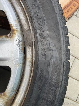 Ojetá celá kola 215/55 R17 – disky + sjeté pneu, osobní odbě - 6