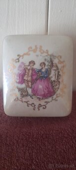 LUXUSNÍ VINTAGE PORCELÁNOVÝ SET ZAPALOVAČ KRABIČKA A 2 POPEL - 6