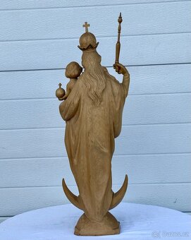 Velká dřevěná socha Panna Marie s korunkou - 6