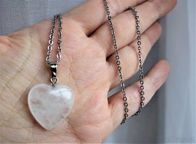 Srdíčko růženín ametyst, křišťál ocel. náhrdelník na krk - 6