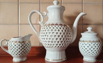 Luxusní prolamovaný čajový servis - Made in D.P.R.K. - 6