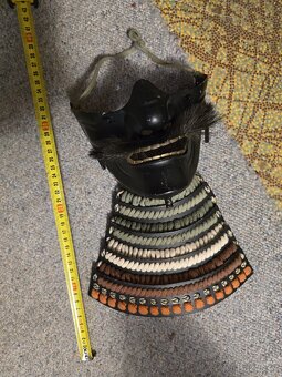 Stará železná válečná Japonská samurai maska-Menpo - 6