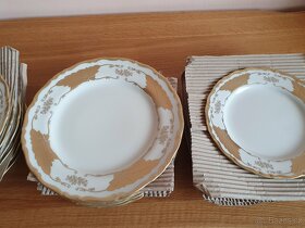 Talířová sada bílá nebo slonová kost zlatý matný lem - 6