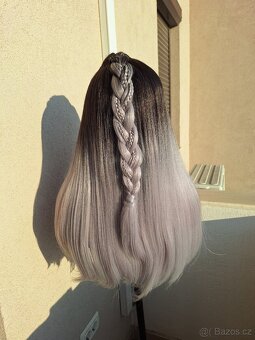 Rovná paruka s krajkou vpředu, blond ombre s copem 71350 - 6