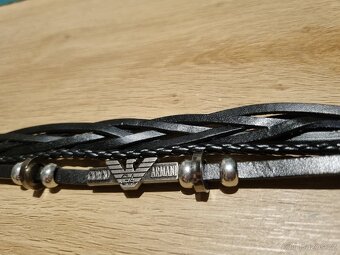 Giorgio Armani nový pánský značkový náramek černý 21,5 cm - 6