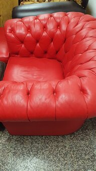 CHESTERFIELD ŠTÝL,KOŽENÁ SEDAČKA ČERVENÁ - 6