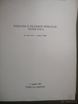 Dílenská příručka TATRA 815-2. Publikace 647 + dodatek - 6