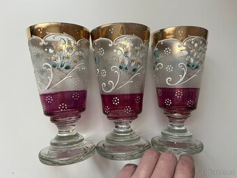 Starožitné grogovky, malované, 3 ks - 6