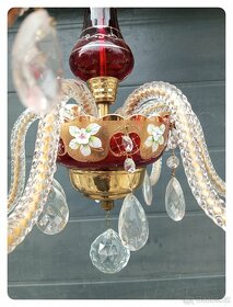 Nádherný 6ti ramenný zdobený lustr - borské sklo - 6