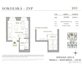 byt  (loft) 1+kk, 17m2 v ul. Sokolská , Praha 2 - Nové Město - 6