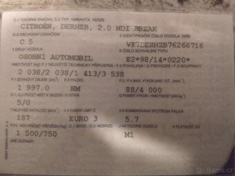 Citroen C5 2.0 HDi 88kW 6/2002 , RHZ kombi - 6