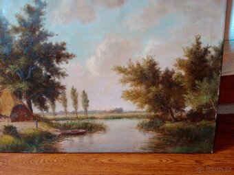 Krásný starý romantický obraz Holandský malíř W. Po d. - 6