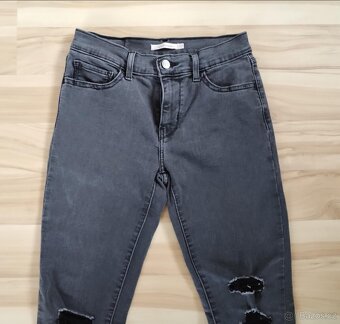 Šedé dámské rifle džíny Levis 710 s trháním 27/32 - 6