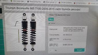 Prodám na triumph Bonneville - sedlo, zadní tlumiče, výfuk - 6
