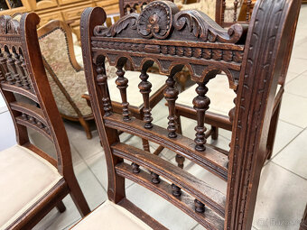 dvakrát historický set dubového stolu a šesti židlí - 6