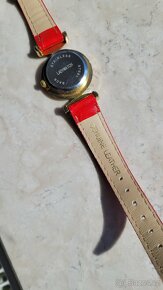 Italské dámské hodinky z murano skla, červený kožený řemínek - 6