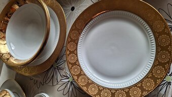 luxusní 25 dílná zlatá jídelní souprava porcelánu - 6