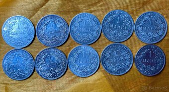 mince Deutsches Reich – 1 Mark (10 ks, stříbro) - 6