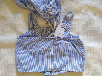 Nové pruhované top a šortky, H&M, vel. 128 - 6