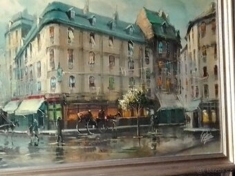 Paříž   -olej /plátno -podpis autora, 99x59/116x74cm. - 6