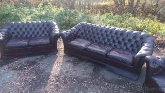 REZERVACE Kožená sedací souprava 3+2+1-CHESTERFIELD - 6