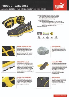 Nové pracovní boty PUMA safety PACE 2.0 YELLOW LOW S1P ESD - 6