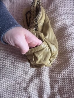 Kožená kabelka/brašna/taška žluto/zelená - 6