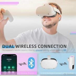 Bezdrátová herní sluchátka bez zpoždění pro VR Meta Quest 3, - 6