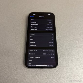 iPhone 15 128GB, 100% baterie, jako nový, 12 měsíců záruka - 6