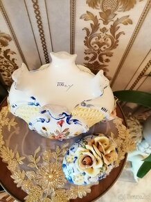Starožitna porcelánová 2 dílna mísa, šperkovnice. Signováno. - 6
