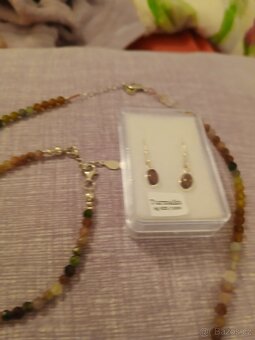 Stribrne visaci nausnice prirodni turmalin - 6