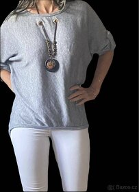 Luxusní šedý svetr s náhrdelníkem - S/M/L/XL/XXL - 6