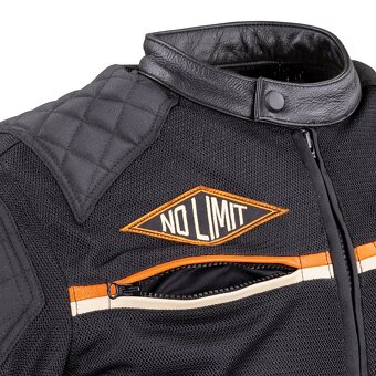 🏍️ Letní moto bunda W-TEC 2Stripe – XXL – černo-béžovo-oran - 6