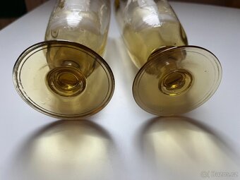 Mary Gregory - žluté starožitné poháry, ručně malované - 6