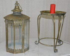 Retro kovová lucerna na stolečku - set - 6