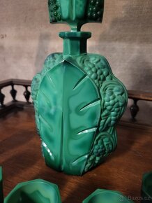 Art - deco Karafa z malachitového skla. - 6